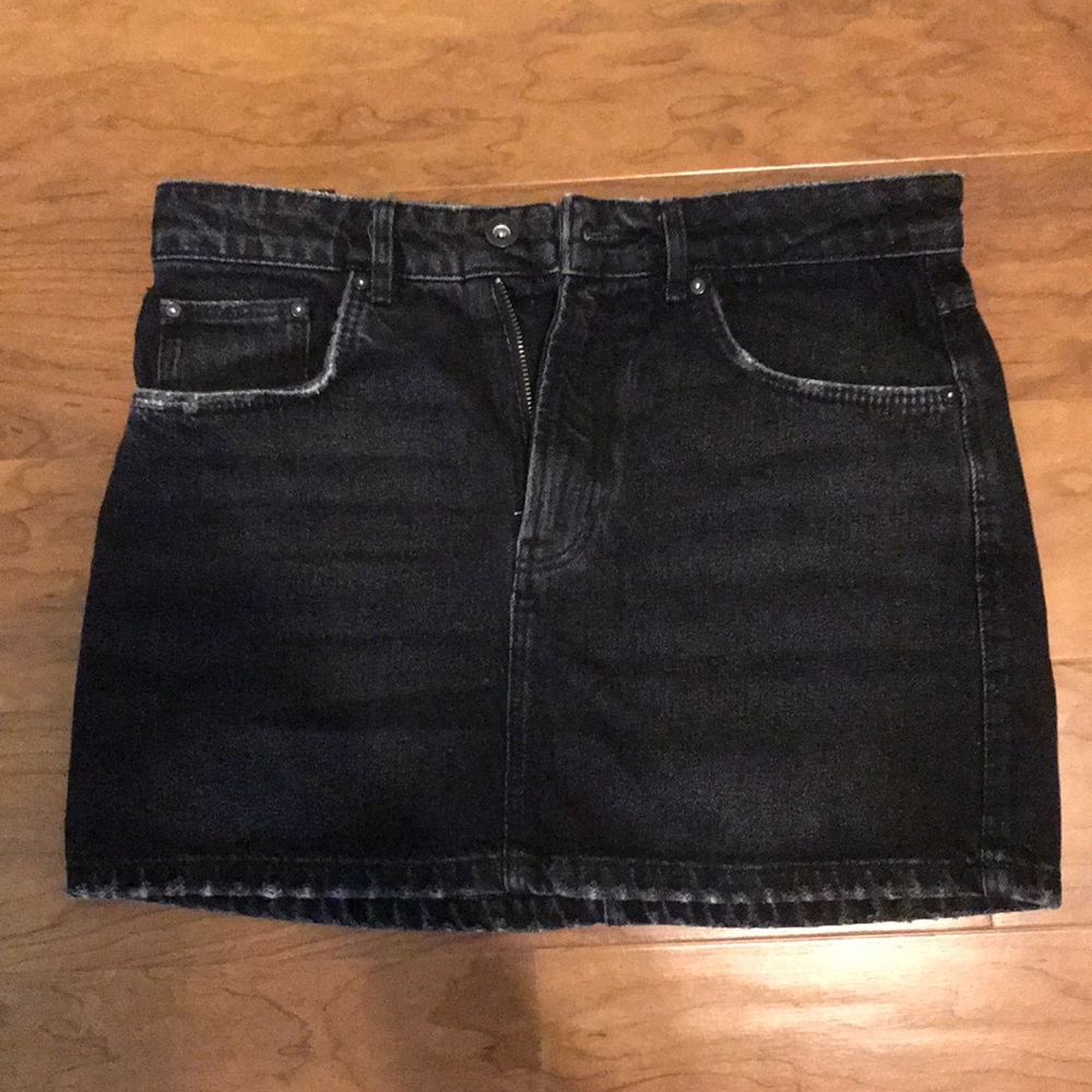Black denim skirt